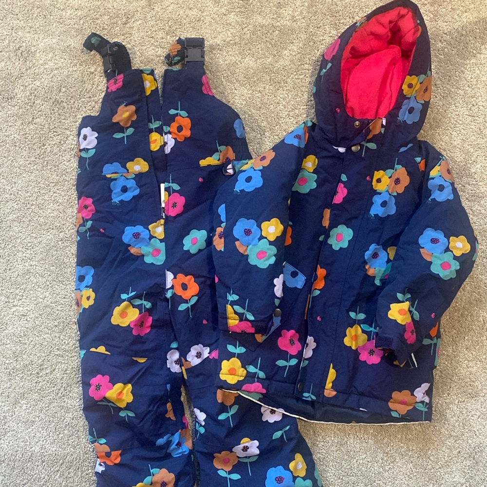 Hanna Anderson Size 5T Floral Snowpants/bib & Jacket
